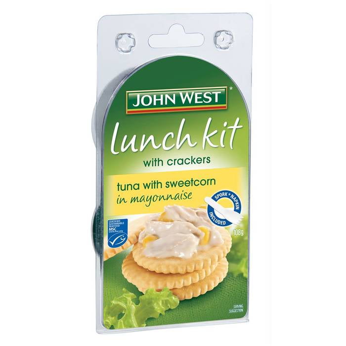John West Lunch Kit With Crackers Tuna With Sweetcorn In Mayonnaise 108g (8 pcs in a box)391498 John West Lunch Kit With Crackers Tuna With Sweetcorn In Mayonnaise 108g (8 pcs in a box)391498